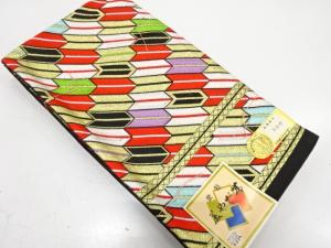 未使用品　矢羽根模様織り出し　子供帯